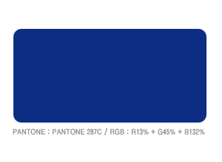 별색규정 PANTONE : PANTONE 287C / RGB : R13% + G45% + B132%